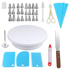 Kit de décoration de gâteaux professionnel de 88 pièces, comprenant un plateau tournant pour gâteau, 24 douilles à pâtisserie, des spatules en
