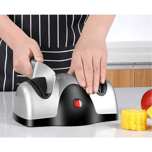 Electric Knife Sharpener - Automatic Household Multifunctional Kitchen Sharpener for Convenient and Practical Use 21x8.5cm Silver 1