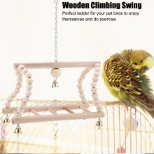 Vogel- und Hamster-Kletternest aus Holz, 30 cm Leiter mit Schaukel, natürliche Farbe