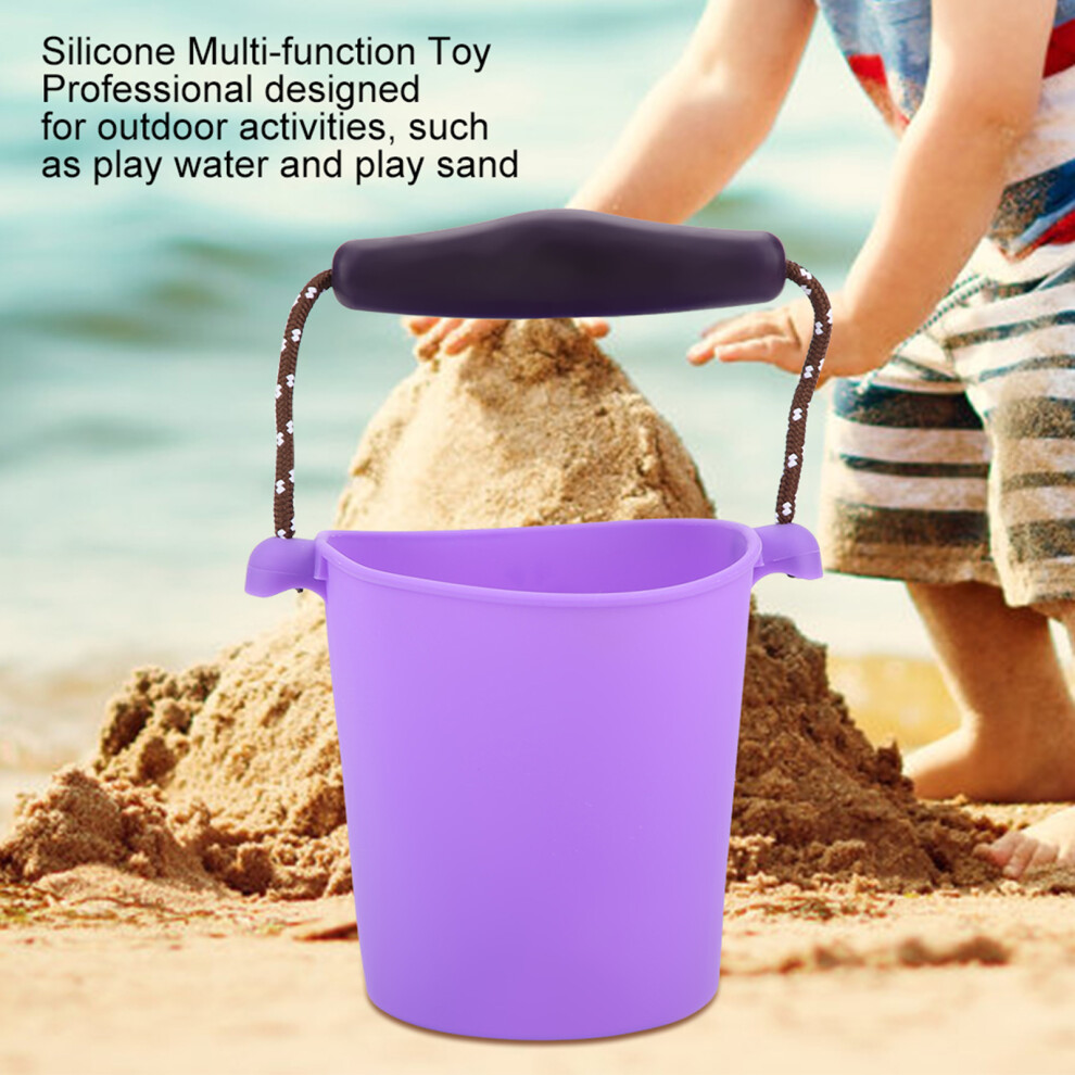 Purple Baby Bath Bucket - Silicone Foldable Handheld Barrel Toy Portable