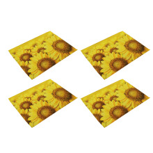 Sonnenblumen-Tischsets, wasserfeste Tischsets aus Stoff mit Sonnenblumenmuster, pflegeleicht und waschbar, Set für Restaurants und Zuhause (4-teilig)