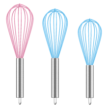 Professionelles Silikon-Schneebesen-Set zum Kochen, kratzfest, behälterfreundlich, Edelstahl-Schneebesen, hohe Hitzebeständigkeit (8 Zoll, 10 Zoll,