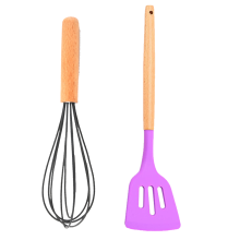 Gemakkelijk schoon te maken opbergdoos, antiaanbak siliconen garde set, garde met houten handvat voor koken, hittebestendig, veelzijdig