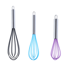 Silikon-Schneebesen-Set mit Antihaftbeschichtung, hochwertiges, hitzebeständiges Küchenutensil, leicht zu reinigender Edelstahlgriff zum Pürieren,
