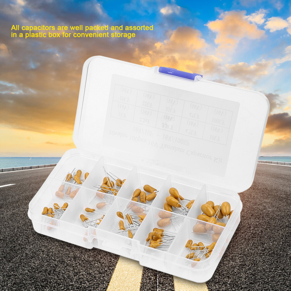Tantalum Capacitors Assorted Pack 16V 1Uf-100Uf 100Pcs With Box Storage 5081362628359