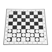 Tragbares Kunststoff-Checkers- und Schachfaltbrettset, 33x33 cm, Schwarz & Weiß