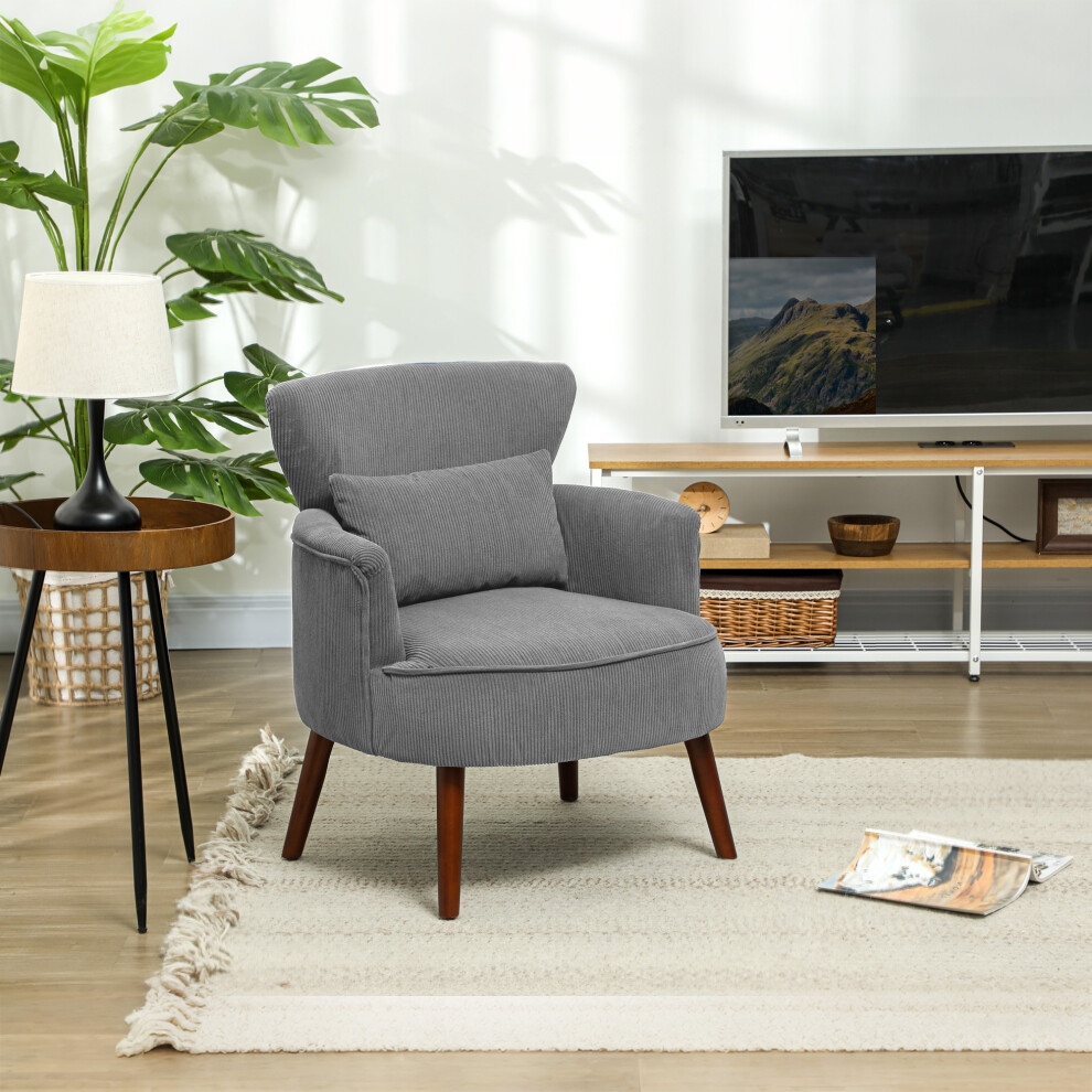 Homcom Armchair With Padded Seat And Backrest For Living Room, Light Grey