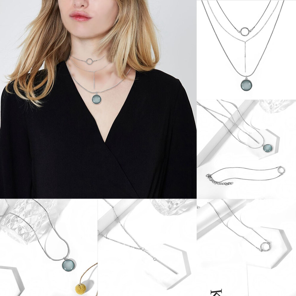 Women Multilayer Alloy Necklace Pendant Chain Jewelry Gift 345mm-image-OPC-PN2X5K9-NEW