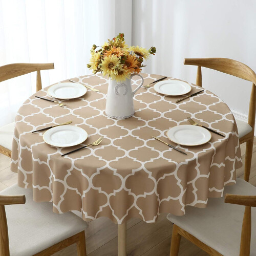 Rectangle Table Cloth for Dining Table Protection, Stain Resistant Vinyl Tablecloth with Flannel Backing for Rectangle Tables, Geometric Clouds Patter 1