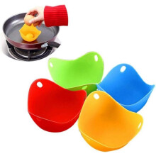 Silicone Egg Poacher Cups, Poached Egg Cooker with Ring Standers for Delicate Foods, Non Stick Microwave Stovetop Air Fryer Cookware, Set of 4, BPA Fr