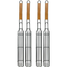 Grill Maestros valg: Smart designede shish kebab grillkurve, bærbare grillkurve med låsbar rist til uovertruffen jævn madlavning, 4 stk.