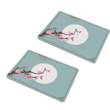 Elegante leren eettafelmat, hittebestendige PVC placemats, antislip, wasbaar en gemakkelijk schoon te maken, voor de keukentafel. Voegt een vrolijke