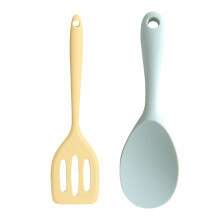 Conjunto de 2 colheres de silicone resistentes ao calor para misturar, perfeitas para panelas antiaderentes, próprias para lava-louças, fáceis de