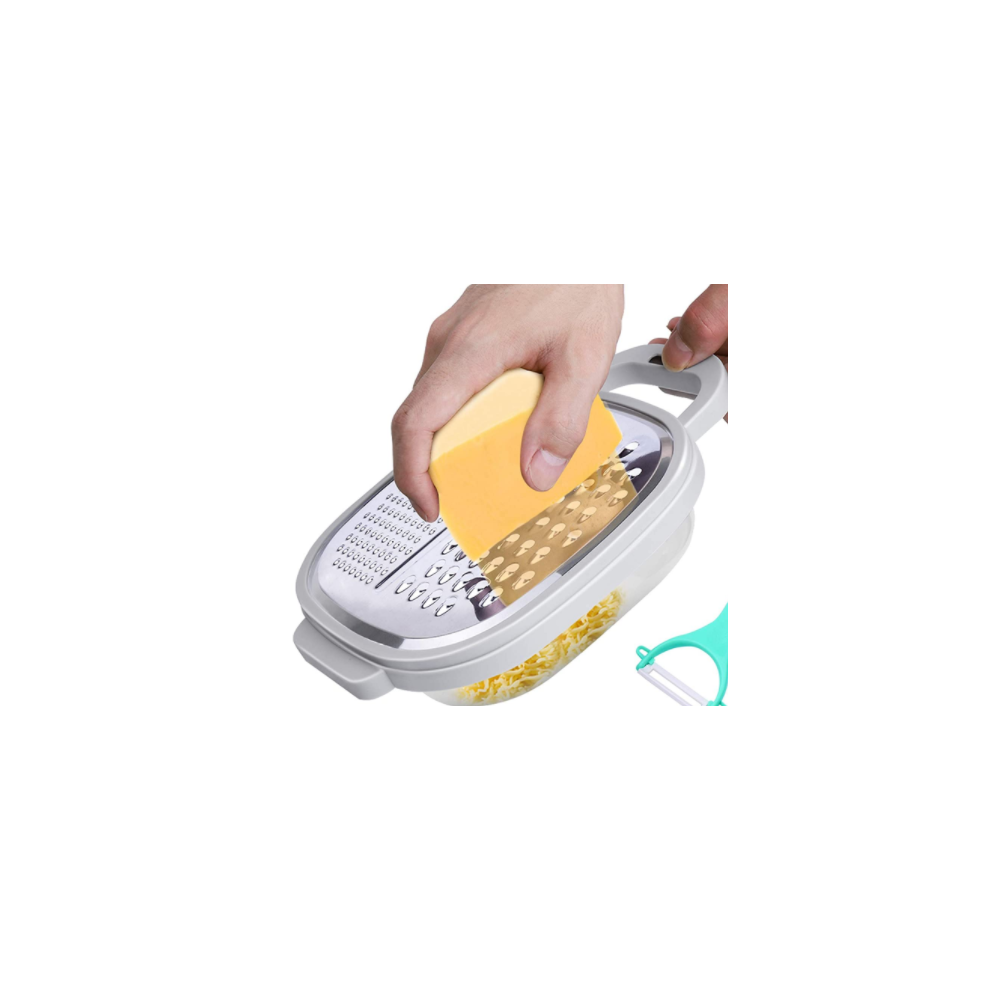 Mess-Free Cheese Grater, Stainless Steel Blade With Multiple Grating Surfaces For Kitchen Food Storage, Compact And Ergonomic Handle Design