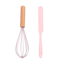 Ręczny mikser do jajek, przybory kuchenne z powłoką zapobiegającą przywieraniu, w kształcie balonu, uchwyt drewniany, dopuszczony do kontaktu z