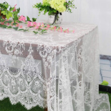 Tovaglia in pizzo vintage, sovrapposizione rettangolare 59x118 pollici, elegante tovaglia bianca ricamata per ricevimento di nozze, riutilizzabile e