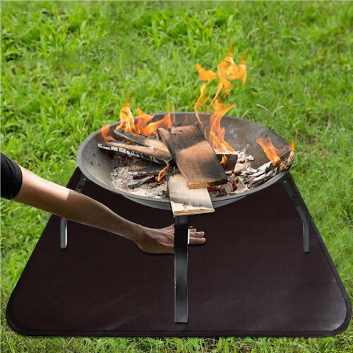 Outdoor Fire Pit Mat Fireproof Pad Burning Rectangular Mats Silicone 2