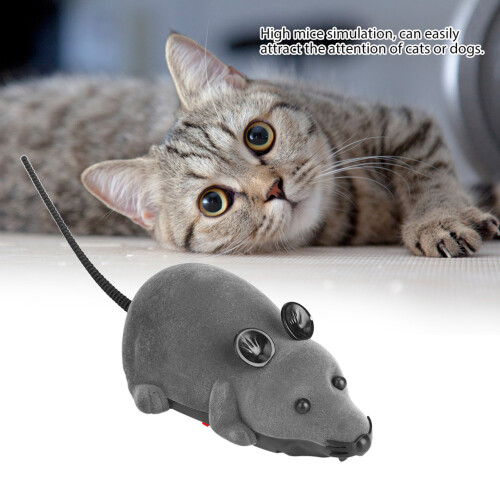 Wireless Pet Mouse Toy with Remote Control, Gray, 23x10x5.5cm