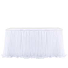 Decorazioni per feste con tavoli rettangolari, gonne da tavolo bianche, riutilizzabili e facili da installare, gonna da tavolo in tulle tutu per