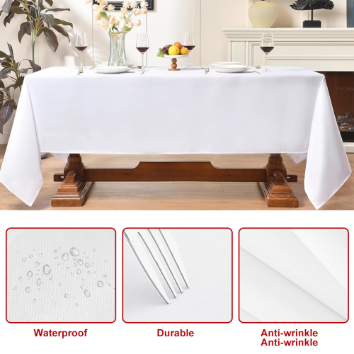 Rectangular Table Cloth for 8ft Table, Wrinkle Resistant Polyester Dining Table Cover, Durable Tablecloth with Stain Resistant Surface, Multi-purpose 2