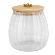 Barattolo decorativo in vetro con coperchio ermetico in bambù, contenitore versatile per chicchi di caffè, foglie di tè, noci, zucchero, spezie,