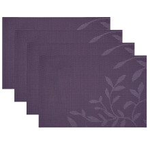 Leaf Pattern Placemats For Home Use, Durable Woven Vinyl Pvc Table Mats Heat Resistant Non Slip Eco Friendly Washable For Hotel And Restaurant Dining