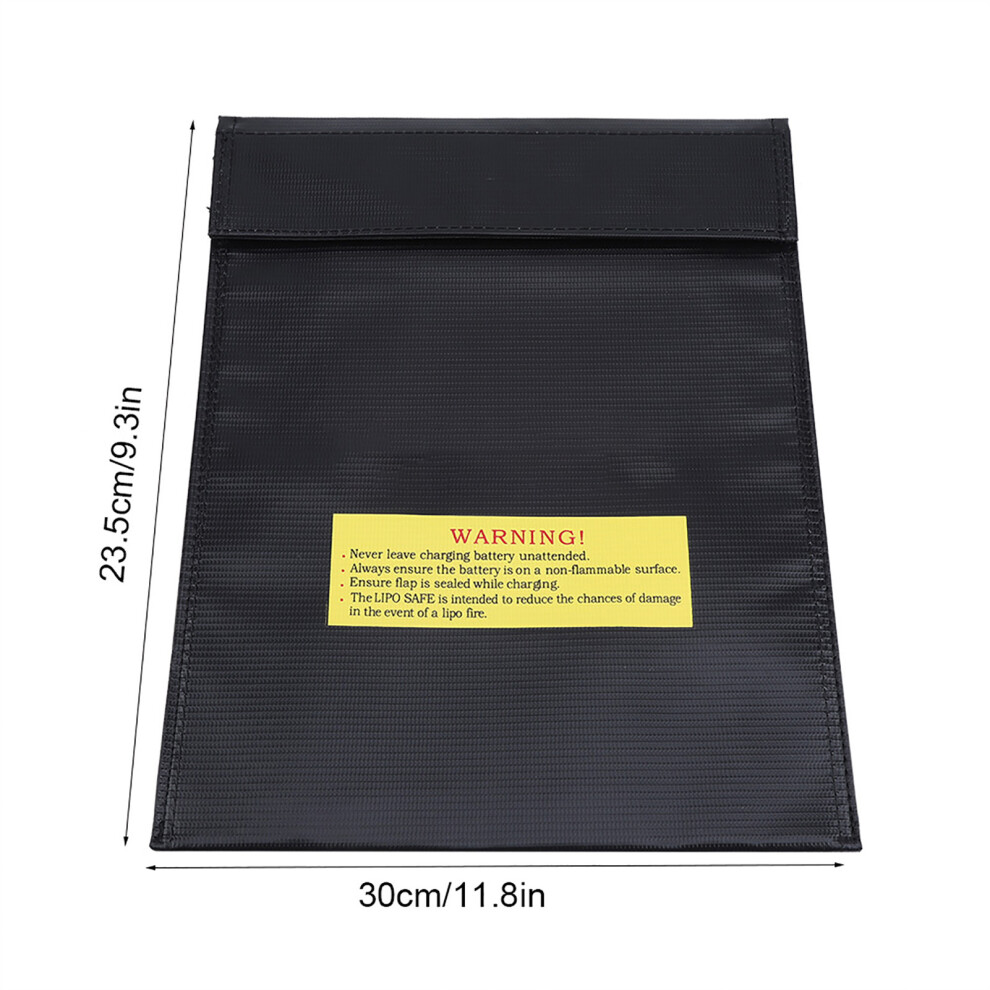 Fireproof Battery Storage Pouch L 23.5X30cm Safe Flame Retardant Black 9381362636160