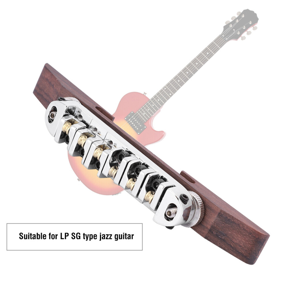 Silver Rosewood Base Bridge with Roller for 6 String LP SG Jazz Guitar-image-OPC-PN2XZ7D-NEW