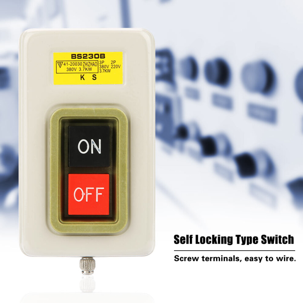 High Power Push Button Switch Ac 380V 3.7Kw Self Locking On/Off Control Bs230b 4081362635181