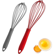 Kratzfester Schneebesen aus Silikon mit Komfortgriff für den Gastronomiebereich, fleckenabweisend, aus lebensmittelechtem Silikon, leicht zu