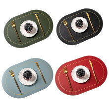 Creative Design Faux Leather Placemats, Washable Non Slip Heat Resistant Table Mats For Dining, Double Sided Use Place Mats For Home Decor (4 Pack)