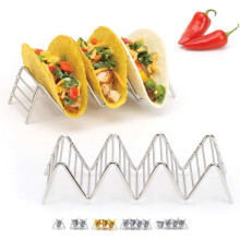 Estante versátil para comida mexicana, soporte de acero inoxidable para burritos y panqueques, elegantes soportes para tacos, material premium
