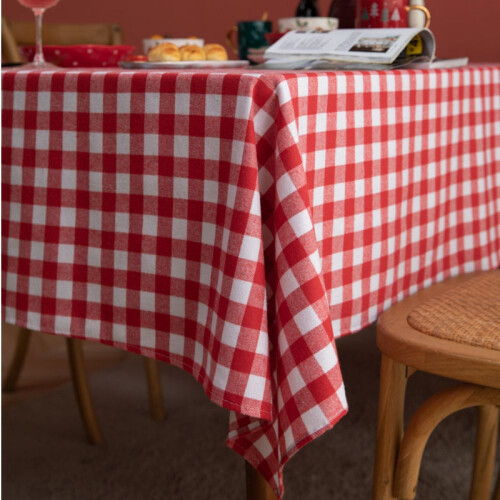 Waterproof Tablecloth for Square Table, Wedding Table Cover with Stain Resistant Surface, Machine Washable Gingham Polyester Fabric, Durable Party Tab 2