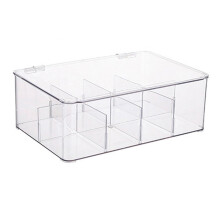 Caja organizadora de bolsitas de té, caja de almacenamiento transparente de diseño práctico con divisores extraíbles, contenedor de