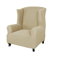 Chique fauteuilhoes met oorleuningen, meubelbeschermer met klein ruitjespatroon, 1-delige hoes van zeer rekbaar gebreid materiaal voor