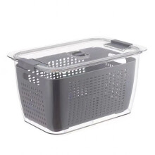 Dubbellaagse groentelade voor in de koelkast, bewaarcontainers met deksels voor groenten en fruit, inclusief afvoerbak en vershoudvak voor groenten.