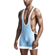 Men's Wrestling Singlets, Athletic Men's Wrestling Singlet Leotard Bodysuit Tanktop Uniform light blue XL