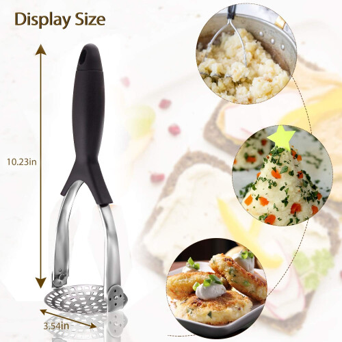Metal Potato Masher, Easy To Clean Kitchen Tool With Rubber Handle For Versatile Mashing 2