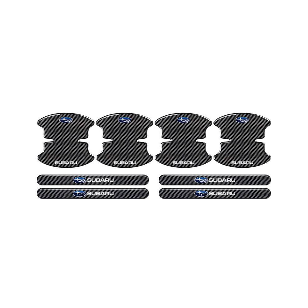 (Carbon Fiber ) 8Pcs/Set For Subaru /Clear Car Door Handle Bowl Scratch Sticker Protector Film Black 4069369239205
