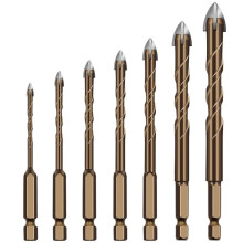 Cross Hexagon Bit for Tile Glass Cement Set, 3/4/5/6/8/10/12mm Triangle Alloy Drill Bit 1pc