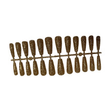 (gold) 24 Pieces False Nails Shimmering Powder Artificial Nail Tips Coffin