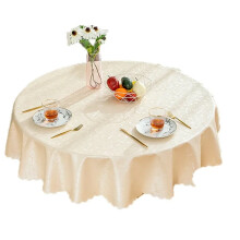 Waterproof Round Vinyl Table Cover, Durable Tablecloth with Flannel Backing for Kitchen Dining, Wipeable Oil Spill Proof Surface with Scalloped Edges
