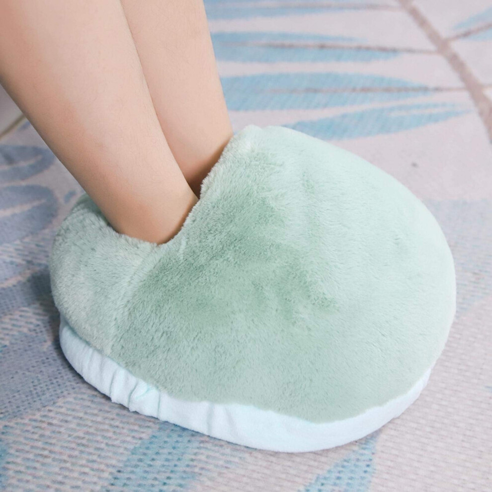 USB Foot Warmer, Electric Heated Feet Warmers Heating Shoes for Winter Office Heating Plush Shoes Temperature: 50-60 (Green)