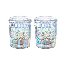 Verres à boire colorés de 300 ml, au design d'inspiration victorienne et à la texture agréable, parfaits pour les jus, les sodas et la bière.