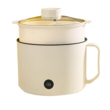 Electric Hot Pot - Ramen Cooker with Steamers, Multi-Purpose Cooking Pan for Home and Office Use White