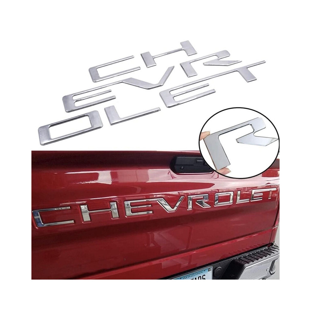 (Silver) Abs Chevrolet Letter Emblem Decorative Sticker For Chevrolet Ado Tailgate Silver 4069369239274