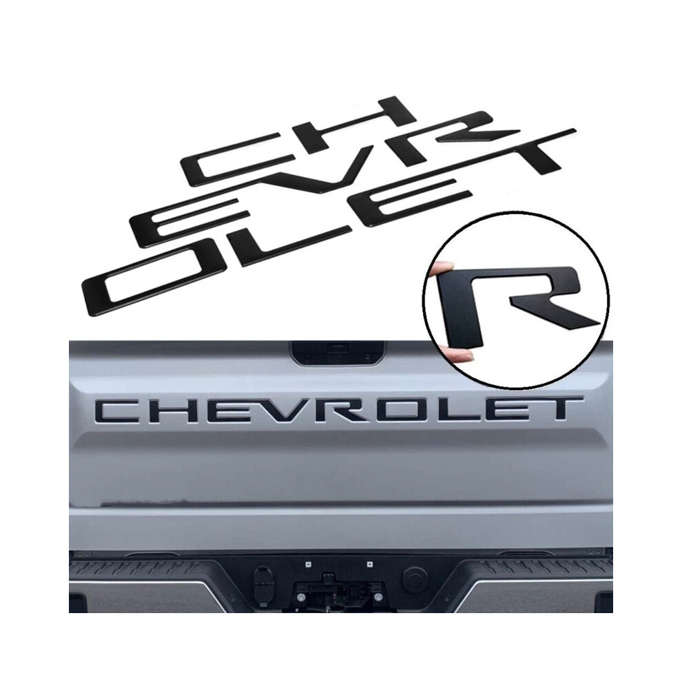 (Matte ) Abs Chevrolet Letter Emblem Decorative Sticker For Chevrolet Silverado Tailgate Black 4069369239281
