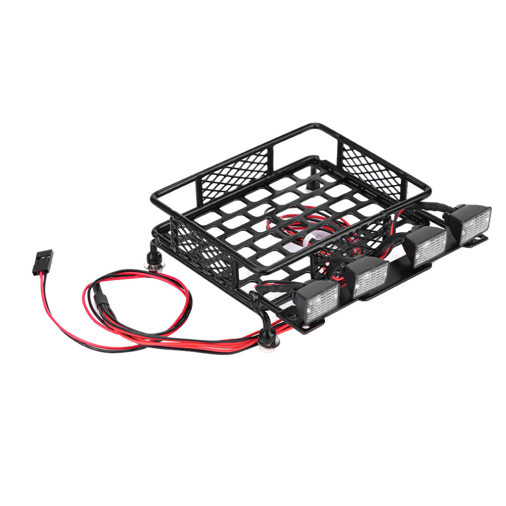 Rc Car Roof Rack With Led Lights For Scx10 1/10 Scale Crawlers - 4 White 5031362657842