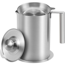 Contenitore riutilizzabile per grassi da cucina, recipiente per olio in acciaio inox con coperchio antipolvere, ideale per una gestione efficiente e