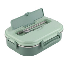 Een culinaire topper: roestvrijstalen lunchbox, geïntegreerd ontwerp voor moeiteloze reiniging, uitstekende afsluiting, voor alle eetmomenten (groen)
